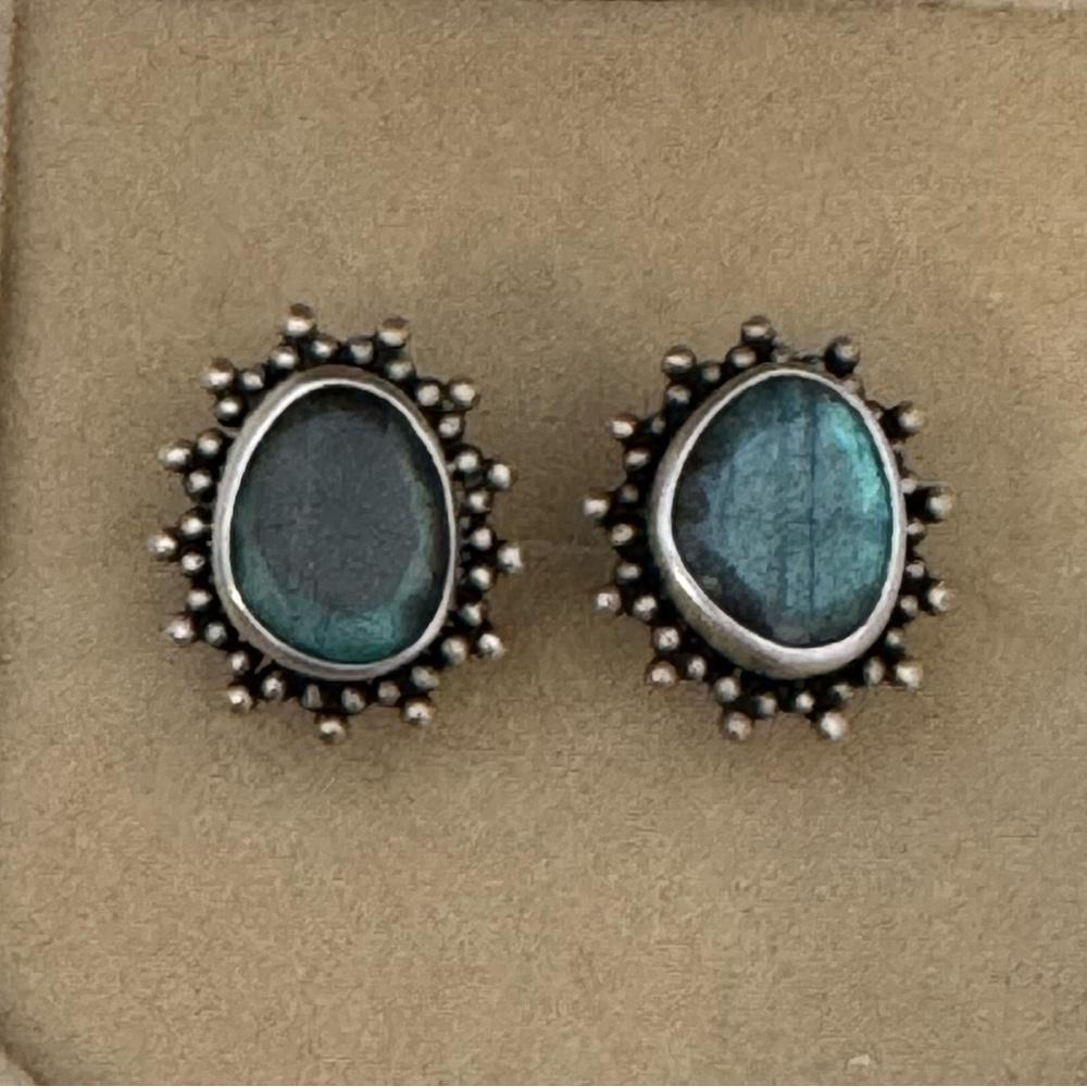 Elegant Silver and Blue Stone Earrings